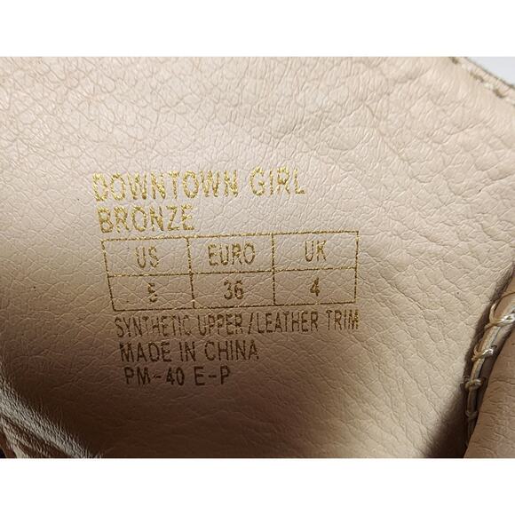 Kenneth Cole Downtown Girl Bronze Synthetic & Leather Fringe Ankle Boots 5 - Picture 9 of 10